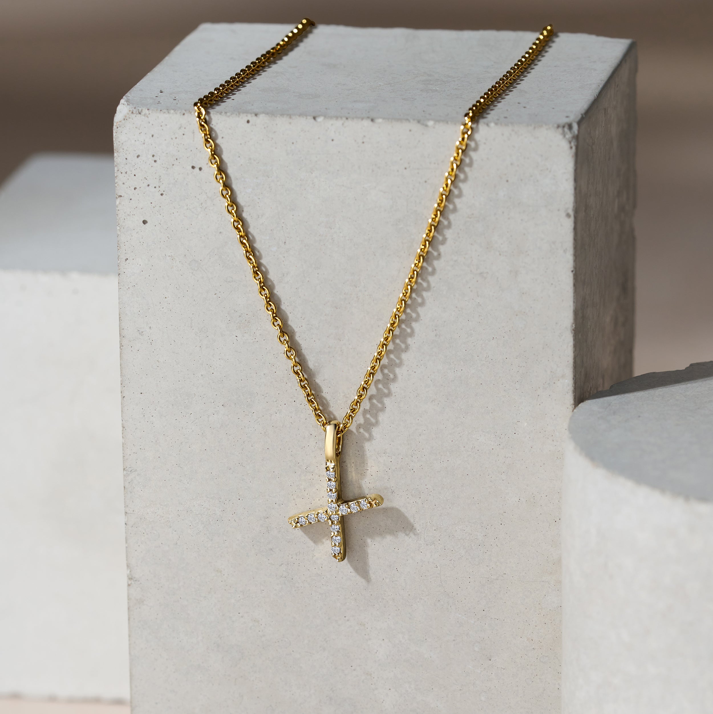 Love Letter Initial X Lab Diamond Necklace set in 9K Yellow Gold